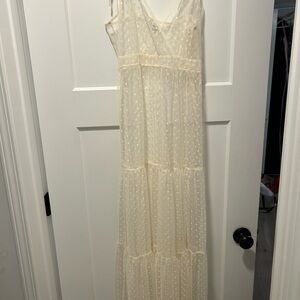 Lulu's Cream Polka Dot Maxi Dress